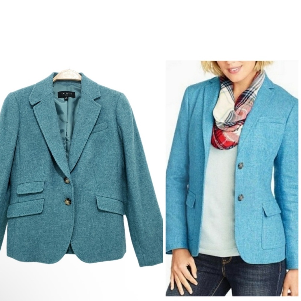 Talbots Teal Wool-Blend Blazer NEW